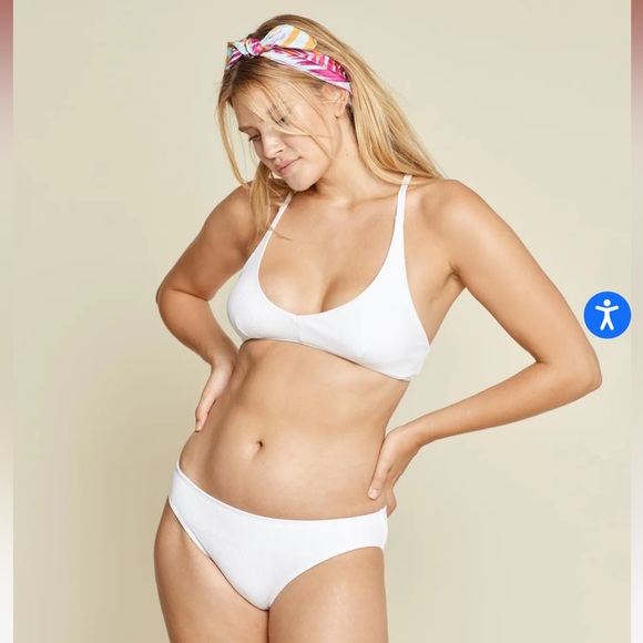 NWT Andie Swim Valencia Bikini Top and Bottom - White Ribbed - Picture 2 of 12